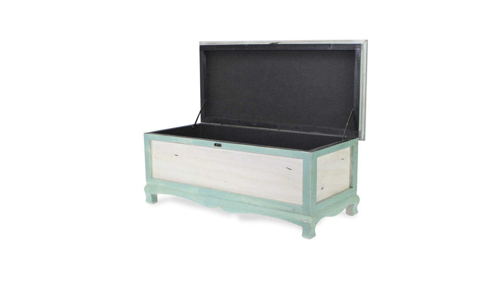 Rectangular Green Wooden With Seat Cushion And Inside Storage Bench - Homeroots - Flyclothing LLC