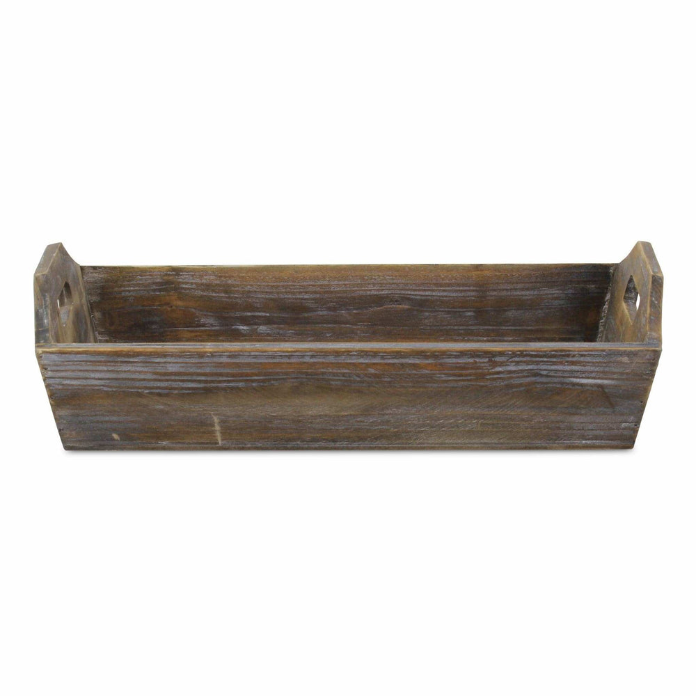 Dark Brown Finish Wood Serving Tray With Handles - Homeroots - Flyclothing LLC