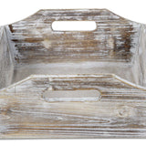 White Rustic Finish Wood Serving Tray With Handles - Homeroots - Flyclothing LLC