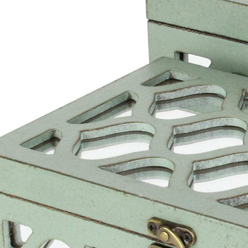 Set Of 2 Blue Wooden Boxes With Overlayed Mirror Panels - Homeroots - Flyclothing LLC