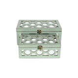 Set Of 2 Blue Wooden Boxes With Overlayed Mirror Panels - Homeroots - Flyclothing LLC