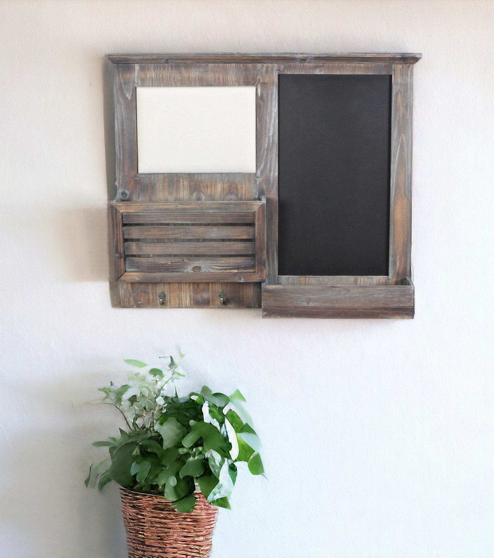 Gray Wooden Wall Chalkboard With Side Storage Basket - Homeroots - Flyclothing LLC