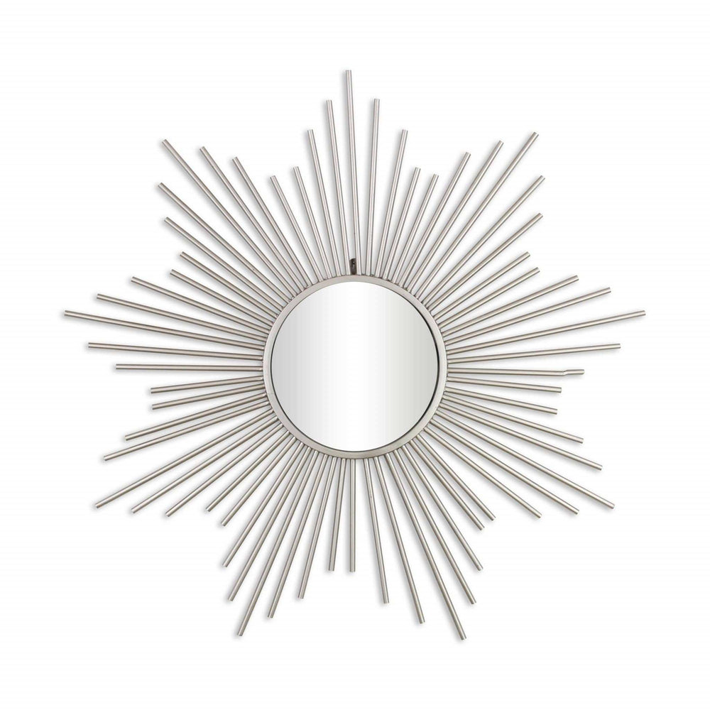 Striking Silver Metal Sunburst Design Wall Mirror - Homeroots - Flyclothing LLC