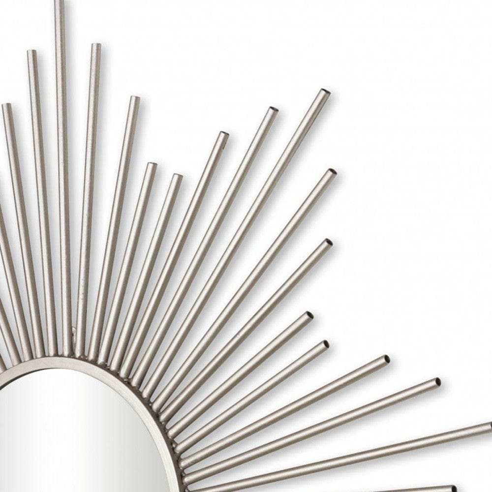 Striking Silver Metal Sunburst Design Wall Mirror - Homeroots - Flyclothing LLC