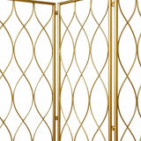 Golden Scroll Three Panel Room Divider Screen - Homeroots - Flyclothing LLC