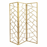 71" Gold IronFolding Three Panel Screen Room Divider - Homeroots