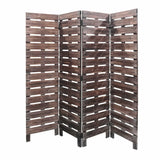 72" Brown Folding Four Panel Screen Room Divider - Homeroots