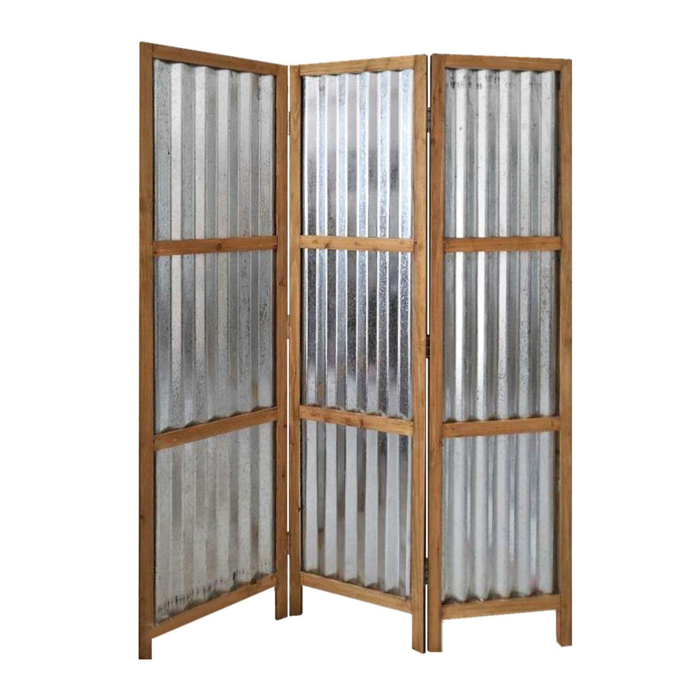 72" Brown Folding Three Panel Screen Room Divider - Homeroots