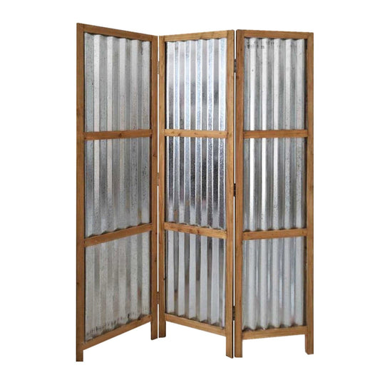 72" Brown Folding Three Panel Screen Room Divider - Homeroots