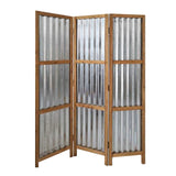 72" Brown Folding Three Panel Screen Room Divider - Homeroots