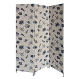 3 Panel Beige And Blue Soft Fabric Finish Room Divider - Homeroots - Flyclothing LLC