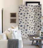 3 Panel Beige And Blue Soft Fabric Finish Room Divider - Homeroots - Flyclothing LLC