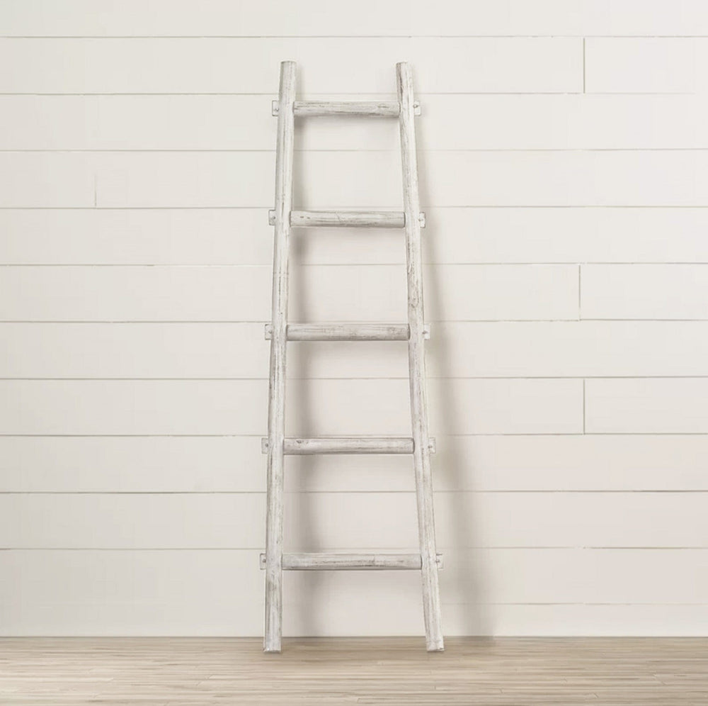 59" X 18" X 2" White Decorative Ladder Shelve - Homeroots - Flyclothing LLC