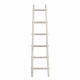 72" White Rustic Six Step Wood Ladder Shelf - Homeroots - Flyclothing LLC