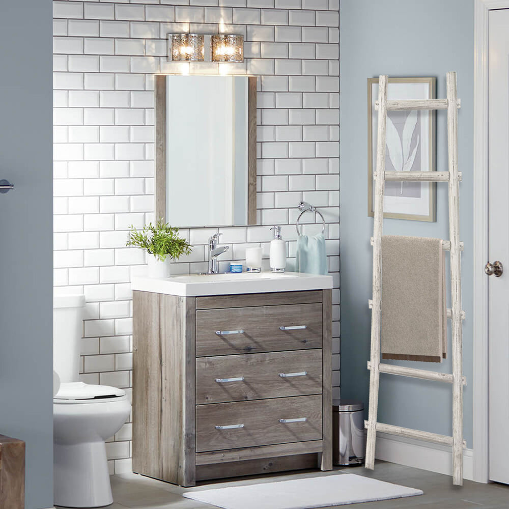 72" White Rustic Six Step Wood Ladder Shelf - Homeroots - Flyclothing LLC