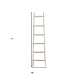 72" White Rustic Six Step Wood Ladder Shelf - Homeroots - Flyclothing LLC