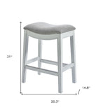 31" Light Gray And White Upholstered And Solid Wood Backless Bar Height Bar Chair - Homeroots - Flyclothing LLC