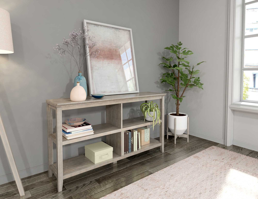 30" Bookcase With 2 Shelves In Washed Grey - Homeroots