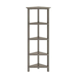 60" Washed Grey Solid Wood Corner Bookcase - Homeroots
