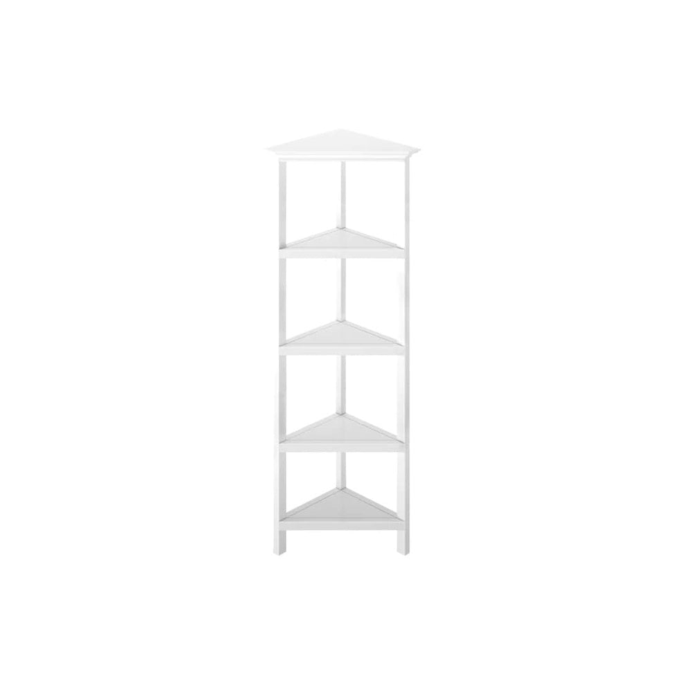 60" White Solid Wood Corner Bookcase - Homeroots - Flyclothing LLC