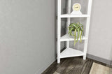 60" White Solid Wood Corner Bookcase - Homeroots - Flyclothing LLC