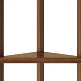 60" Walnut Solid Wood Four Tier Corner Bookcase - Homeroots - Flyclothing LLC