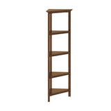 60" Walnut Solid Wood Four Tier Corner Bookcase - Homeroots - Flyclothing LLC