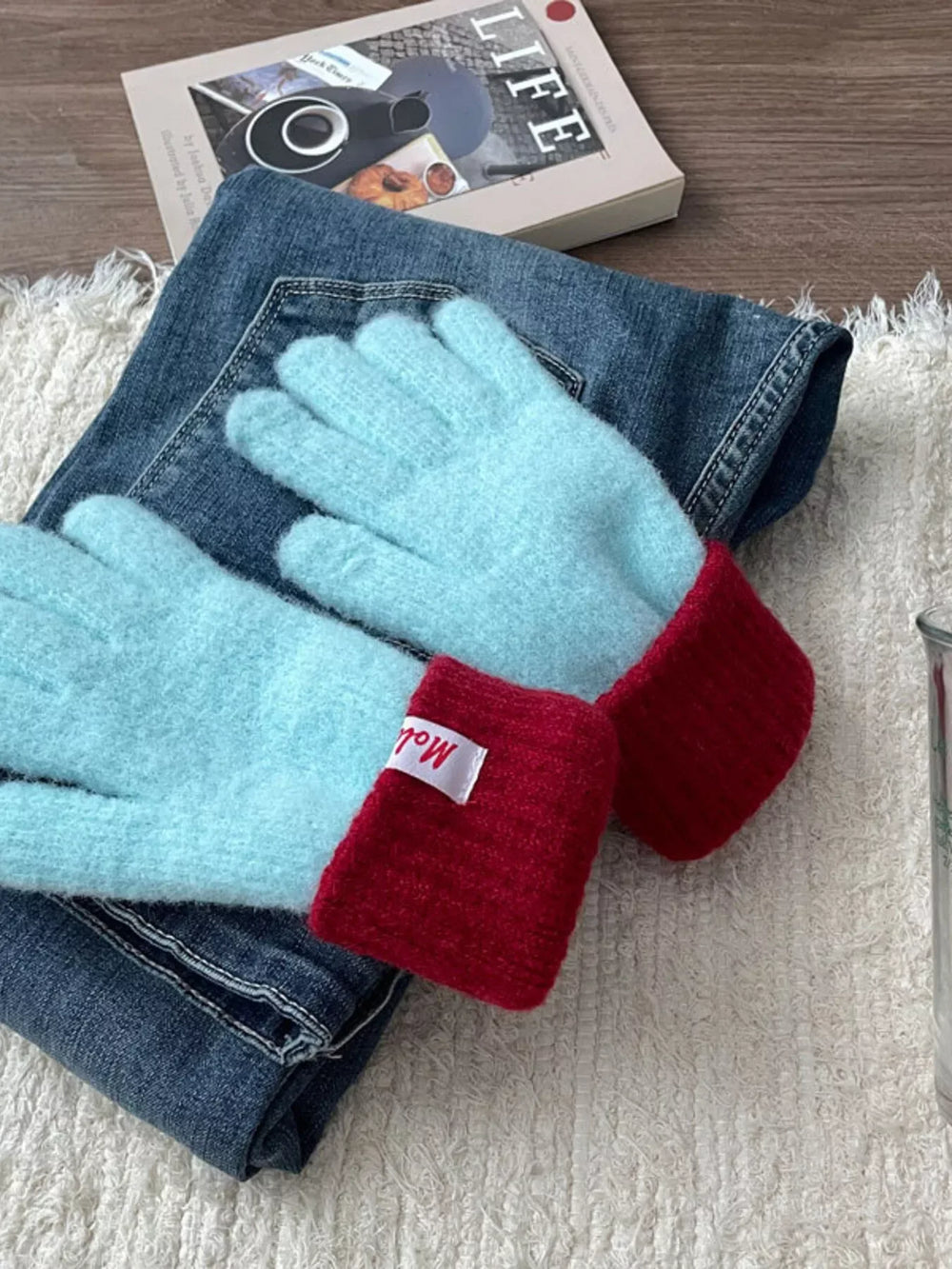 Cozy Knit Gloves with Ribbed Cuff - Trendsi - Flyclothing LLC