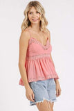 Mittoshop Crisscross Back Lace Detail V-Neck Cami - Trendsi - Flyclothing LLC