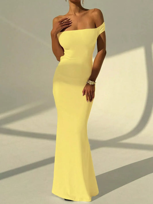 Backless Off-Shoulder Bodycon Mermaid Maxi Dress - Trendsi - Flyclothing LLC