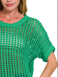 Zenana Fish Net Short Sleeve Crochet Knit Cover Up - Trendsi - Flyclothing LLC