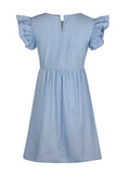 Full Size Ruffled Round Neck Cap Sleeve Denim Dress - Trendsi - Flyclothing LLC