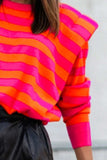 Striped Round Neck Long Sleeve Knit Top - Trendsi - Flyclothing LLC