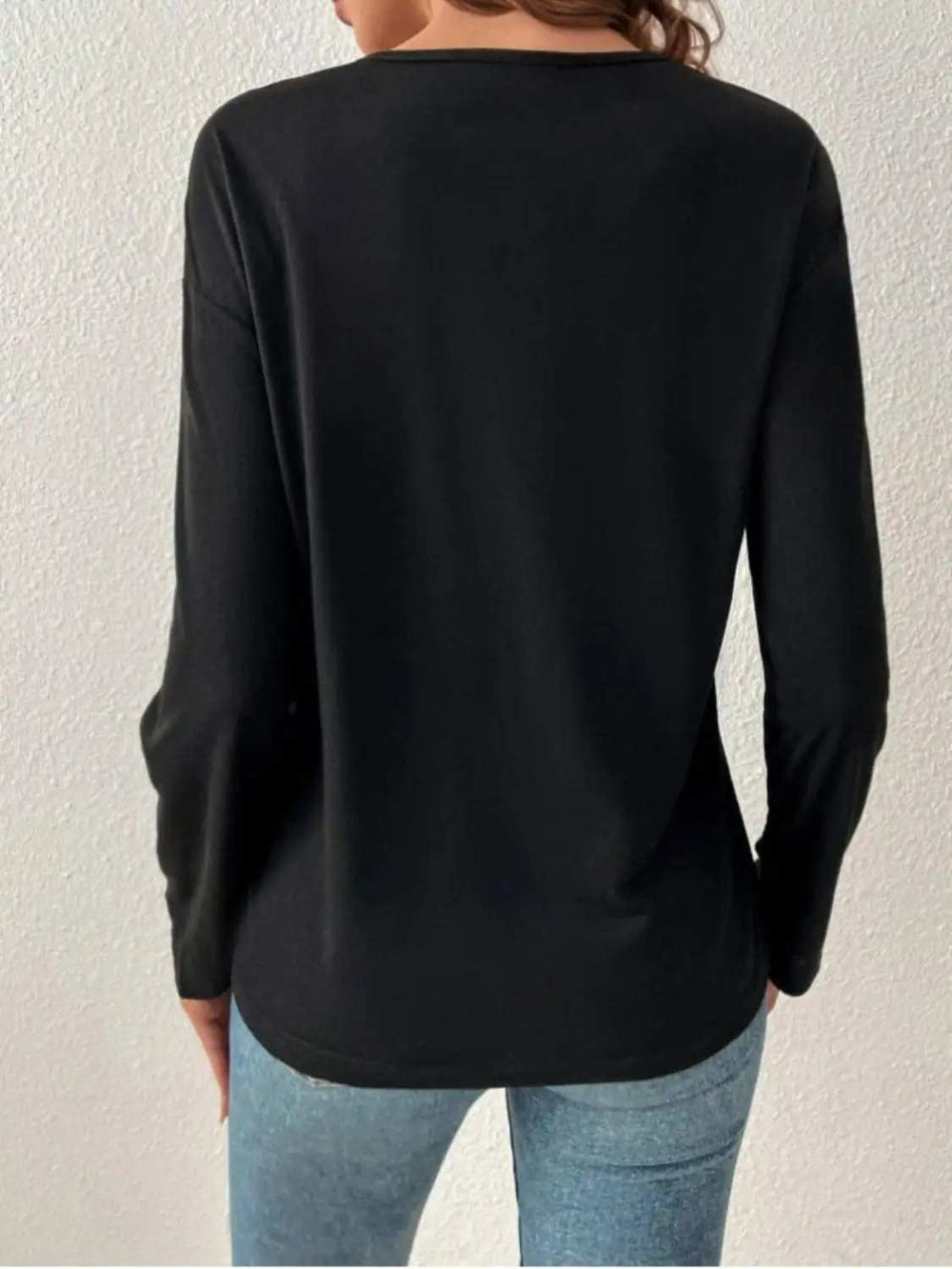 V-Neck Long Sleeve T-Shirt - Trendsi - Flyclothing LLC