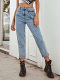 High Waist Straight Leg Jeans - Trendsi - Flyclothing LLC