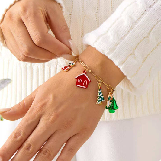 18K Gold-Plated Resin Christmas Theme Bracelet - Trendsi - Flyclothing LLC