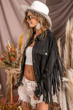 BiBi Suede Fringe Long Sleeve Jacket - Trendsi - Flyclothing LLC
