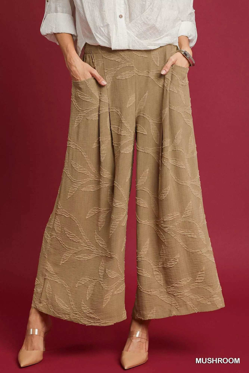 Umgee Jacquard Wide-Leg Pants - Trendsi - Flyclothing LLC