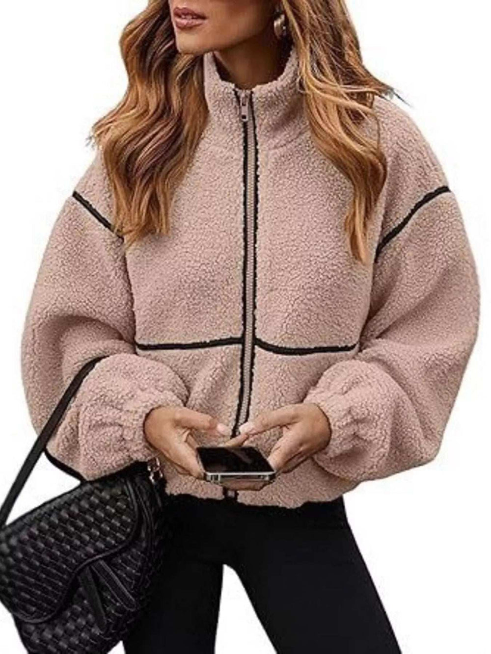 Cozy Sherpa Fleece Zip-Up Jacket - Trendsi - Flyclothing LLC