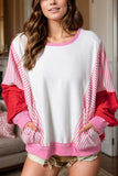 Striped Color Block Round Neck Long Sleeve Sweatshirt - Trendsi - Flyclothing LLC