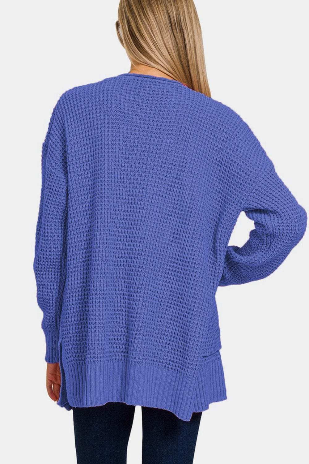 Zenana Waffle Open Front Sweater Cardigan - Trendsi - Flyclothing LLC