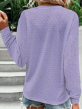 Eyelet Notched Long Sleeve T-Shirt - Trendsi - Flyclothing LLC