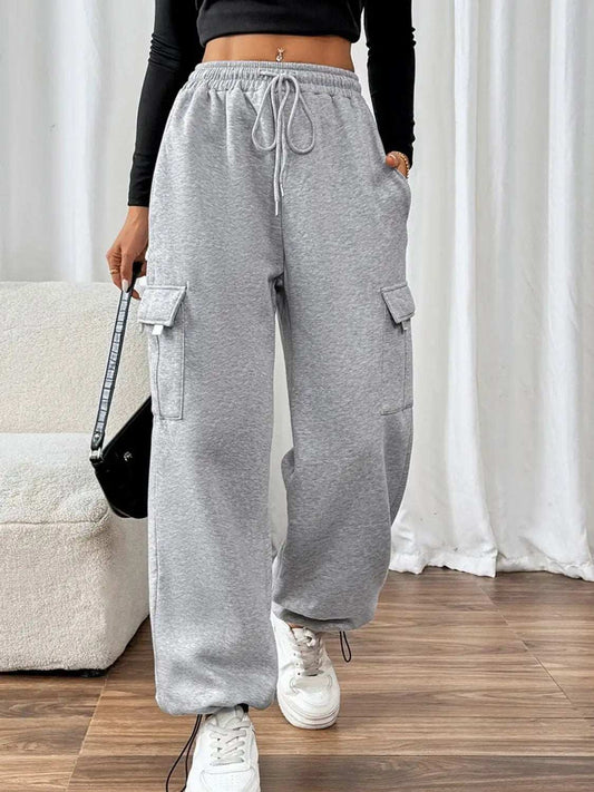 Perfee Drawstring Elastic Waist Joggers with Pockets - Trendsi - Flyclothing LLC