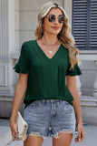 V-Neck Short Sleeve Blouse - Trendsi - Flyclothing LLC