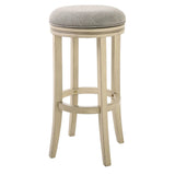30" Gray And Ivory Solid Wood Swivel Backless Bar Height Bar Chair - Homeroots - Flyclothing LLC