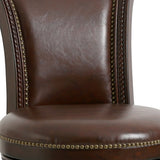 25" Dark Brown Faux Leather And Solid Wood Swivel Counter Height Bar Chair - Homeroots - Flyclothing LLC