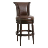 25" Walnut And Dark Brown Solid Wood Swivel Bar Height Bar Chair - Homeroots