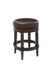26" Dark Brown And Wood Brown Faux Leather Swivel Backless Counter Height Bar Chair - Homeroots - Flyclothing LLC