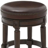 26" Dark Brown And Wood Brown Faux Leather Swivel Backless Counter Height Bar Chair - Homeroots - Flyclothing LLC