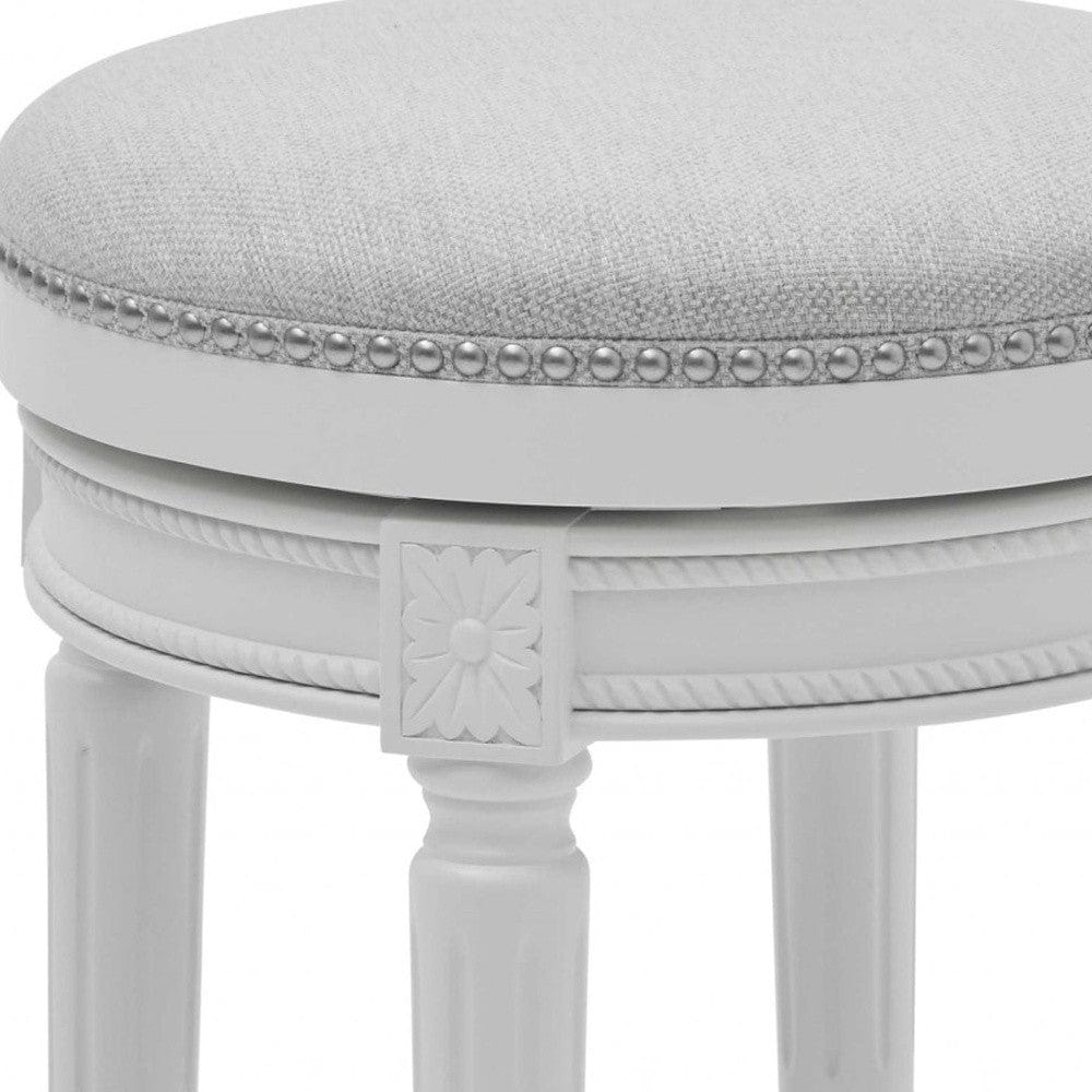 26" Gray Solid Wood Swivel Backless Bar Height Bar Chair - Homeroots